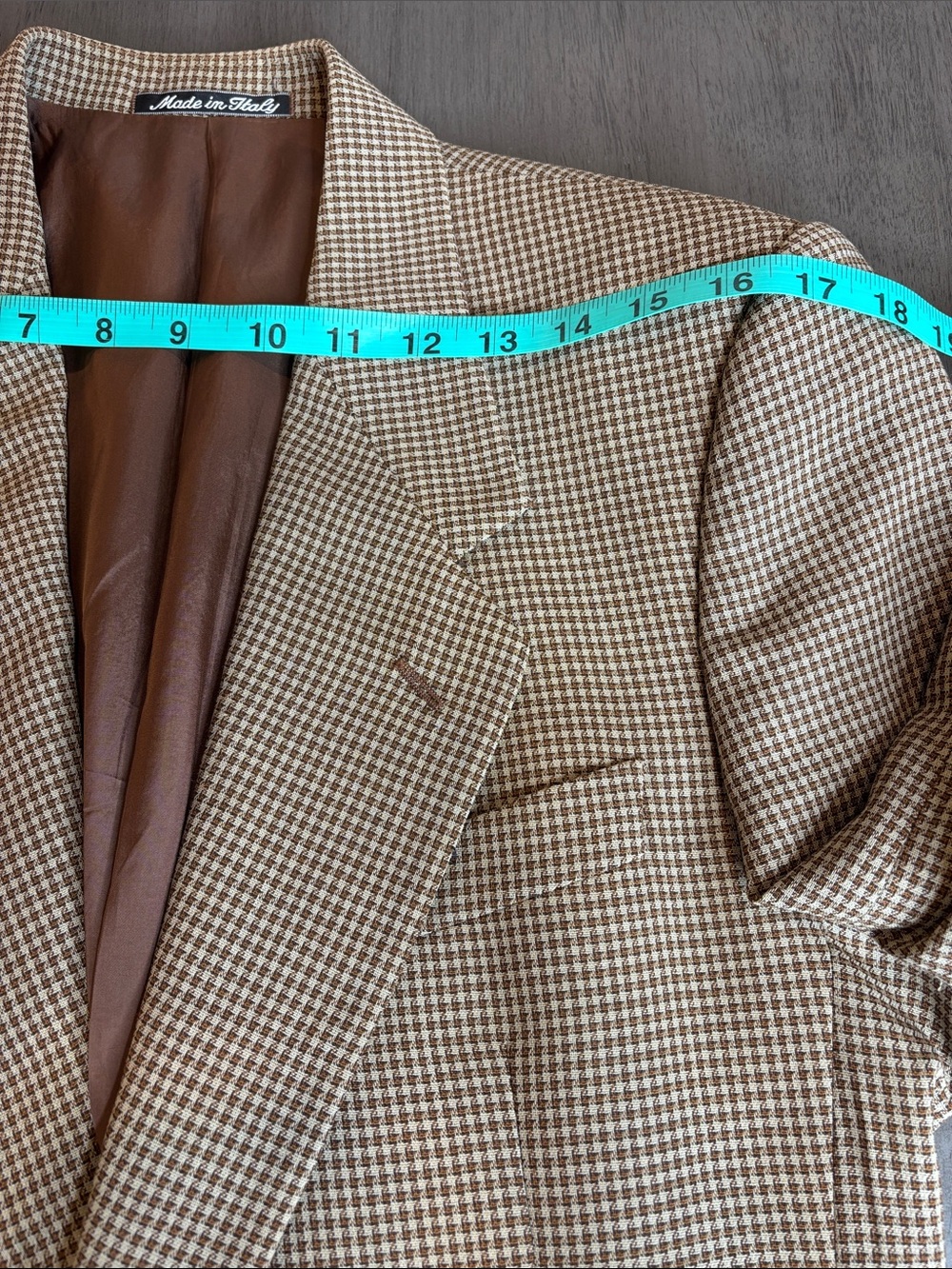 🤎Vintage MANI Armani Brown Houndstooth Blazer 38 Short Italian Wool  Saks 5th🤎 - Picture 11 of 16